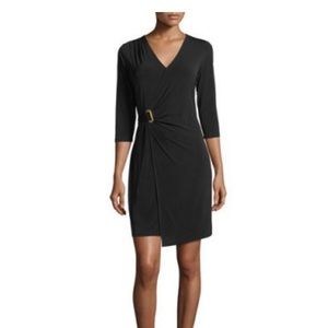 New Micheal Kors Faux Wrap Black Dress Size Medium